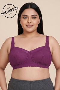 Zivame La Flamme True Curv Double Layered Non Wired Full Coverage Super Support Bra - Dark Purple — thumbnail 1
